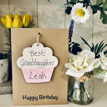 Personalised Granddaughter Birthday Card Cake Keepsake, 3 of 3