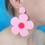 Giant Pink Flowers, Acrylic Earrings, thumbnail 1 of 2