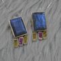 Labradorite, Raw Tourmaline Handmade Silver Earrings, thumbnail 5 of 9