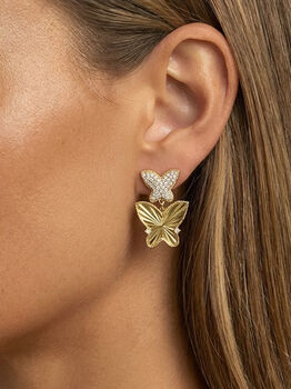 Big Butterfly Drop Earrings In Gold, 2 of 4
