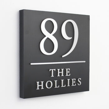 Contemporary Square Matte Black House Sign, 5 of 10