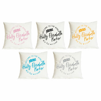 Personalised Welcome To The World New Baby Cushion, 3 of 5