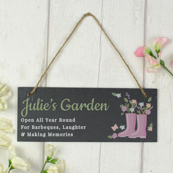 Personalised Floral Garden Slate Sign, 2 of 3