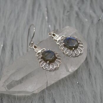 Labradorite Earrings Silver: Blue Gemstone Jewelry, 3 of 7