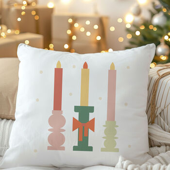 Festive Candle Trio Christmas Cushion, 5 of 5