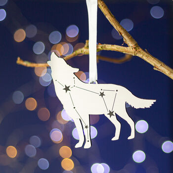 Lupus Wolf Constellation Metallic Christmas Decoration, 2 of 4