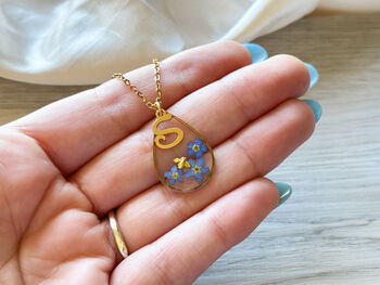 Forget Me Nots Teardrop Inital Necklace, 5 of 7