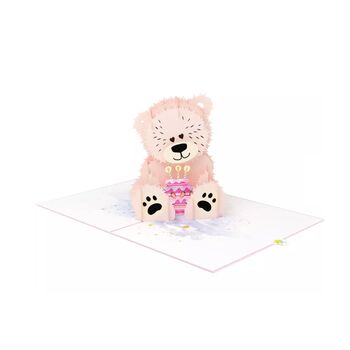 Pop Up 3D Pink Birthday Bear Card, 3 of 4