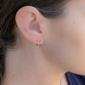 Illusion Hoop Earrings In Sterling Silver, 9 of 9