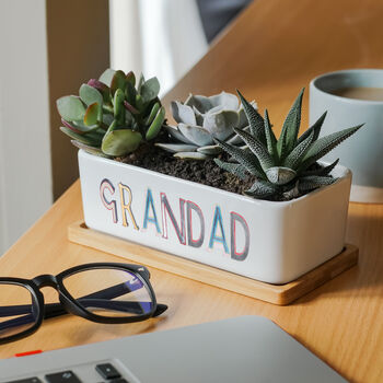 Personalised Sign Lettering Ceramic Bamboo Planter, 2 of 2