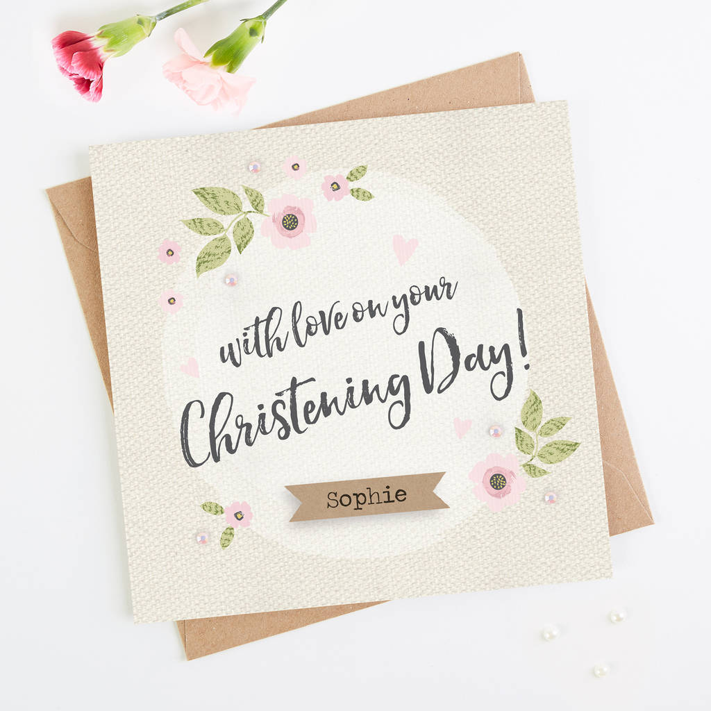Personalised Christening Day Floral Card By LOOM Weddings
