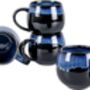 Set Of Four Reactive Glaze Mugs In Inky Black And Blue, thumbnail 3 of 4