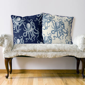 Blue And White Random Octopus Cushion, Multi Cols Avail, 2 of 7
