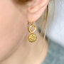 Gold Plated Hammered Disc Earrings, thumbnail 2 of 10