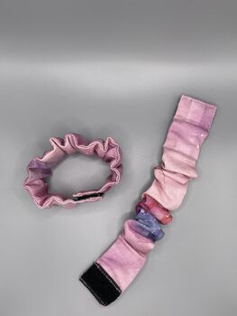 Breastfeeding Scrunchie Purple, Pink And Blue Tie Dye Cotton, 3 of 5