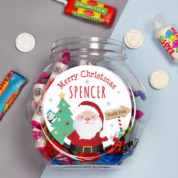 Personalised Santa Christmas Jar Of Sweets Gift, 3 of 3