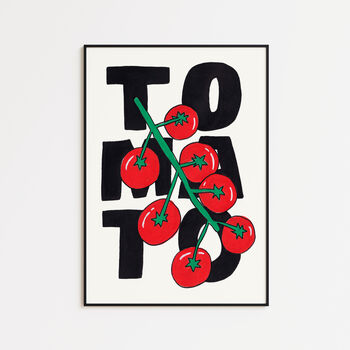 Tomatoes On The Vine – Hand Drawn Fruit Illustration, Bold Typography Wall Art, 5 of 6