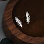 Sterling Silver Tiny Feather Stud Earrings, thumbnail 1 of 12
