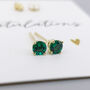 Mini 9ct Yellow Gold Emerald Stud Earrings, thumbnail 1 of 7