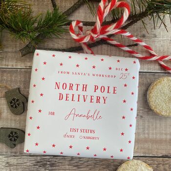 North Pole Special Delivery Personalised Wrapping Paper, 6 of 9