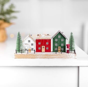 Wooden Festive Village Scene Ornaments, 3 of 4