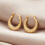Creole 9ct Gold Croissant Hoop Earrings, thumbnail 3 of 5