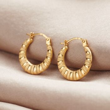 Creole 9ct Gold Croissant Hoop Earrings, 3 of 5