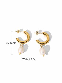 18 K Thick Gold Freshwater Earrings, 5 of 5