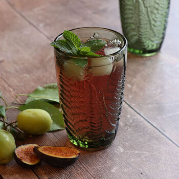 Four Embossed Fern Green Highball Glasses, 4 of 9