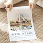 Delhi India Travel Poster Of The Lotus Temple, thumbnail 2 of 7