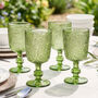Set Of Four Lugo Paisley Embossed Green Wine Glass, thumbnail 1 of 6