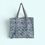 Seashell Blue And White Quilted Cotton Tote Bag, thumbnail 1 of 5