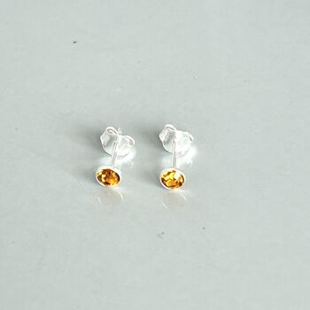 Sterling Silver Stud Birthstone November Earrings, 2 of 4