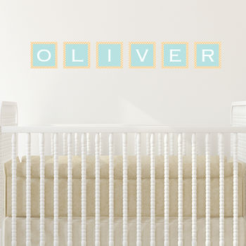 Personalised Initial Blocks Pastel Wall Stickers, 2 of 3