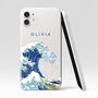 Personalised Giant Wave Hokusai Clear Phone Case, thumbnail 4 of 5