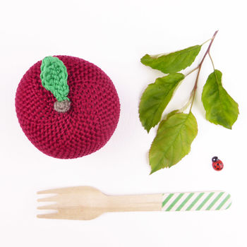 Apple Fruit Crochet Cotton Soft Toy, 10 of 10