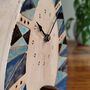 Pottery Large Mantel Clock In Blue Triangle Pattern, thumbnail 5 of 8