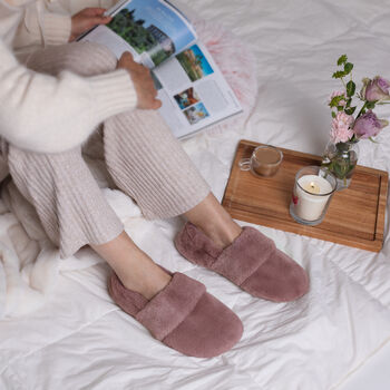 Mauve Women's Heated Slippers With Removable Heatpads, 6 of 6