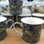 Set Of Six Palace Mugs In Blue Strawberry Thief Design, thumbnail 4 of 12