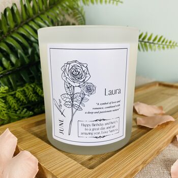 June Rose Birth Flower Personalised Candle, 4 of 11