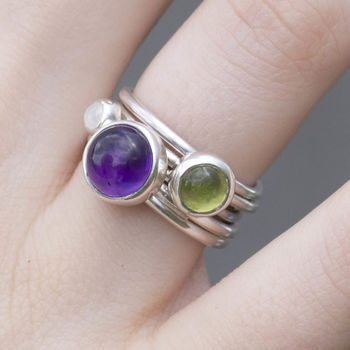 Whimberry Amethyst Silver Stacking Rings, 2 of 5