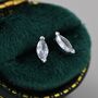 Sterling Silver Marquise Clear Cz Stud Earrings, thumbnail 2 of 12