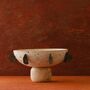 Handmade Travertine Crescent Bowl With Black Accents, thumbnail 1 of 2