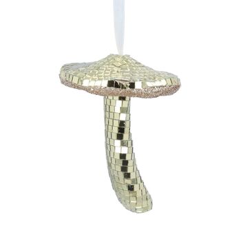 Gold Disco Mushroom Christmas Tree Decoration, 2 of 3