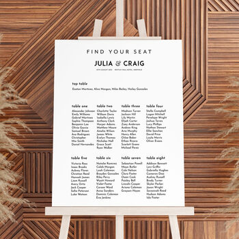 Modern Find Your Seat Sign Wedding Décor, 3 of 4