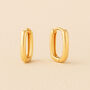 Gold Plated Sterling Silver Rectangle Hoop Earrings, thumbnail 1 of 6