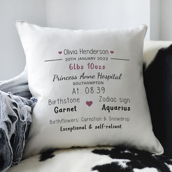 Personalised Birth Announcement Cushion, 2 of 2