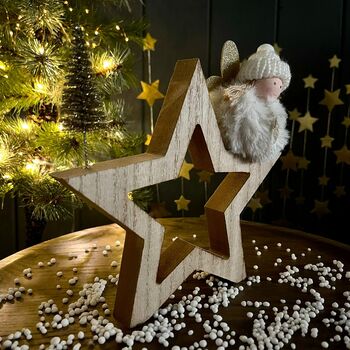 Fairy On Wooden Cut Out Star Decoration, 2 of 4