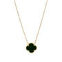 Black Four Leaf Clover Necklace In 18 K Gold Plate, thumbnail 2 of 4