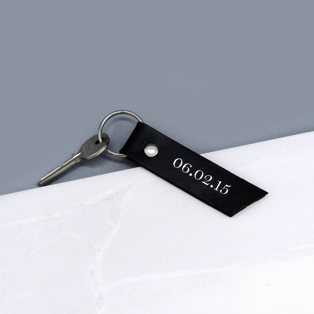 Handmade Personalised Leather Special Date Keyring, 1 of 5